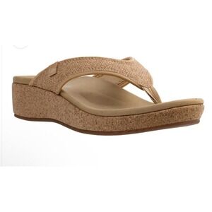 Spenco Sandal Willow Wedge‎ Cork Tan Womens 9 Medium Arch Support Orthotic New